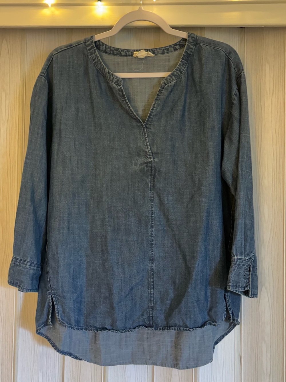 LOFT blue denim blouse with a oversized fit, size S